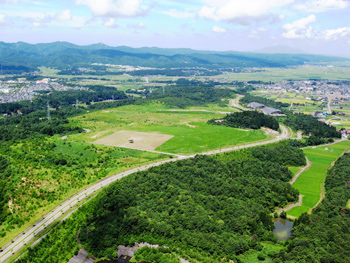 西部丘陵東地区のデモ区画の航空写真